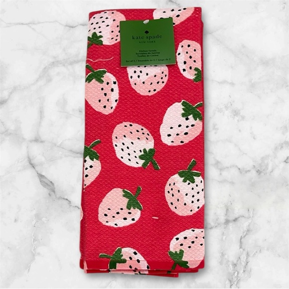 kate spade Other - 🆕♠️KATE SPADE NEW YORK SET/2 COTTON KITCHEN TOWELS/ STRAWBERRIES